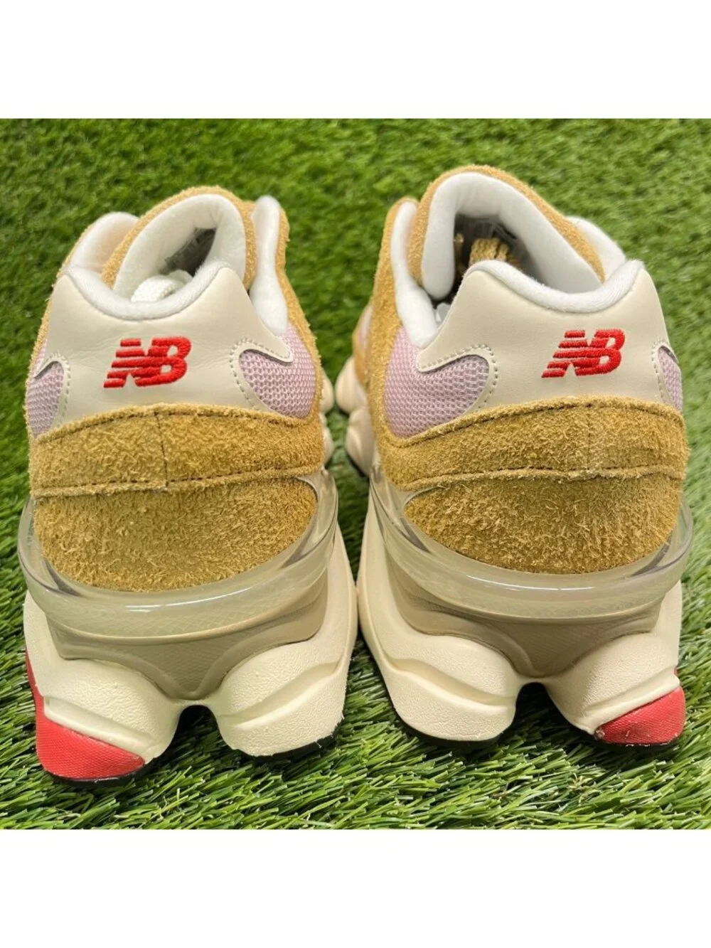 New Balance 9060 Mens Size 11 Beige Pink Red Athletic Running Shoes Sneakers